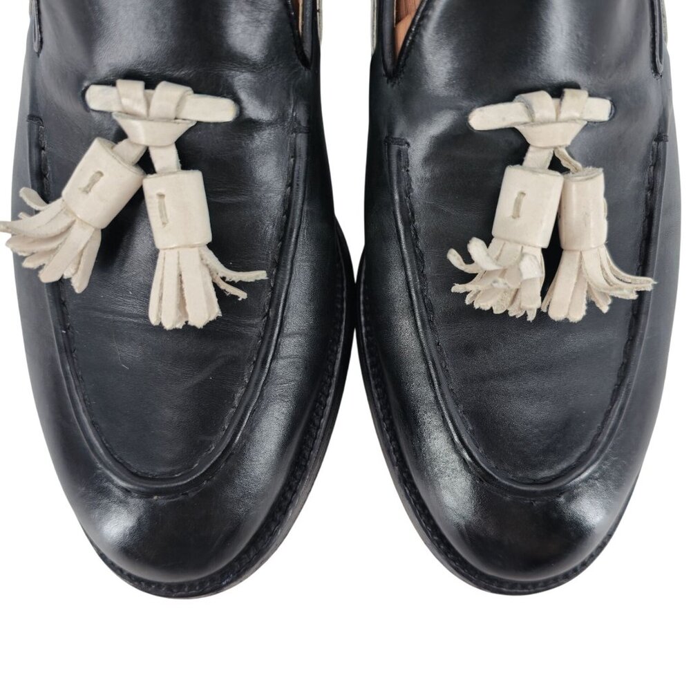 Fratelli Rossetti Italy Mens 6.5US 39.5EU Black White Brera Loafers Dress Shoes - Picture 8 of 11